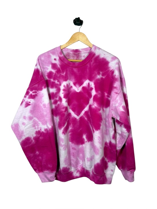 Urban Outfitters Tops - Urban Outfitters Tie Dye Heart Sweatshirt Pink Oversized One Size